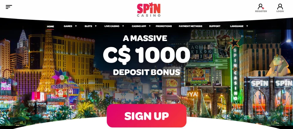 Spin Casino Main Page